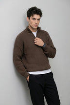 Half-Zip Stand Collar Sweater