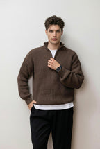 Half-Zip Stand Collar Sweater