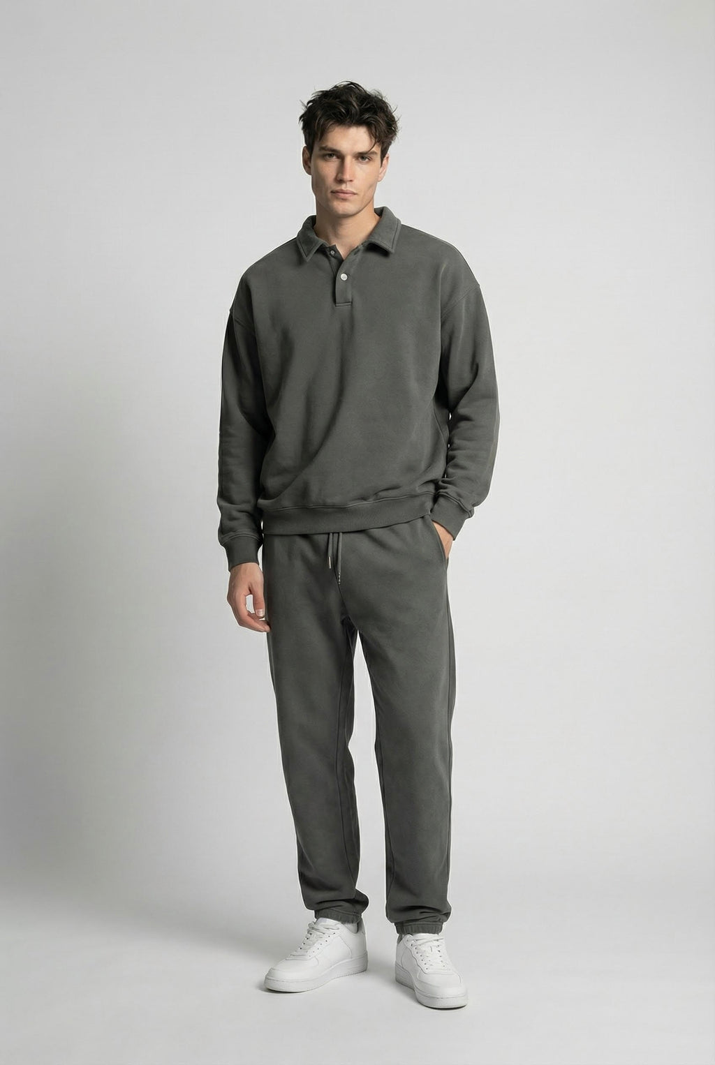 Polo Collar Sweatshirt